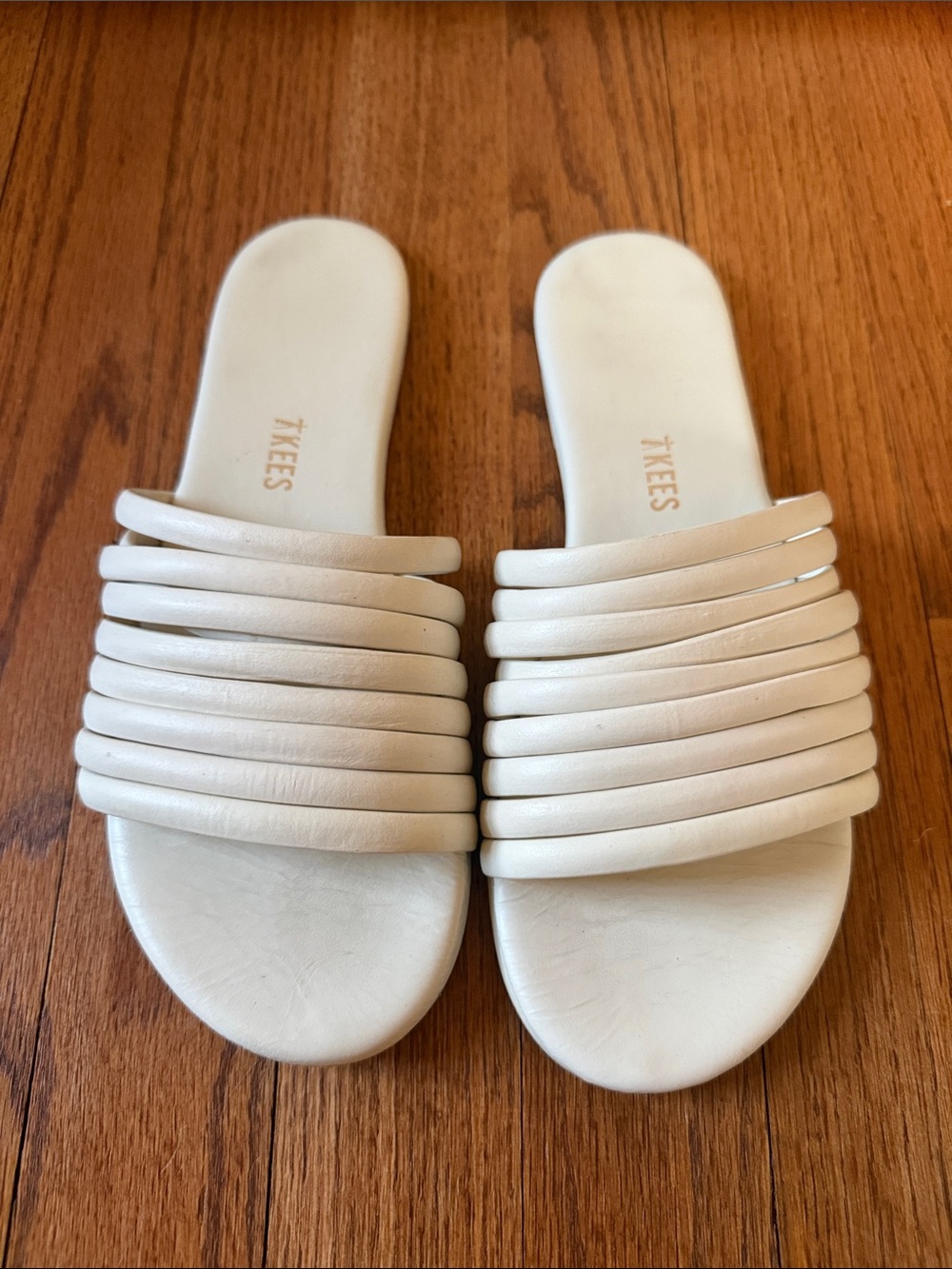 TKEES Ivory Multi-Strap Slide Sandals